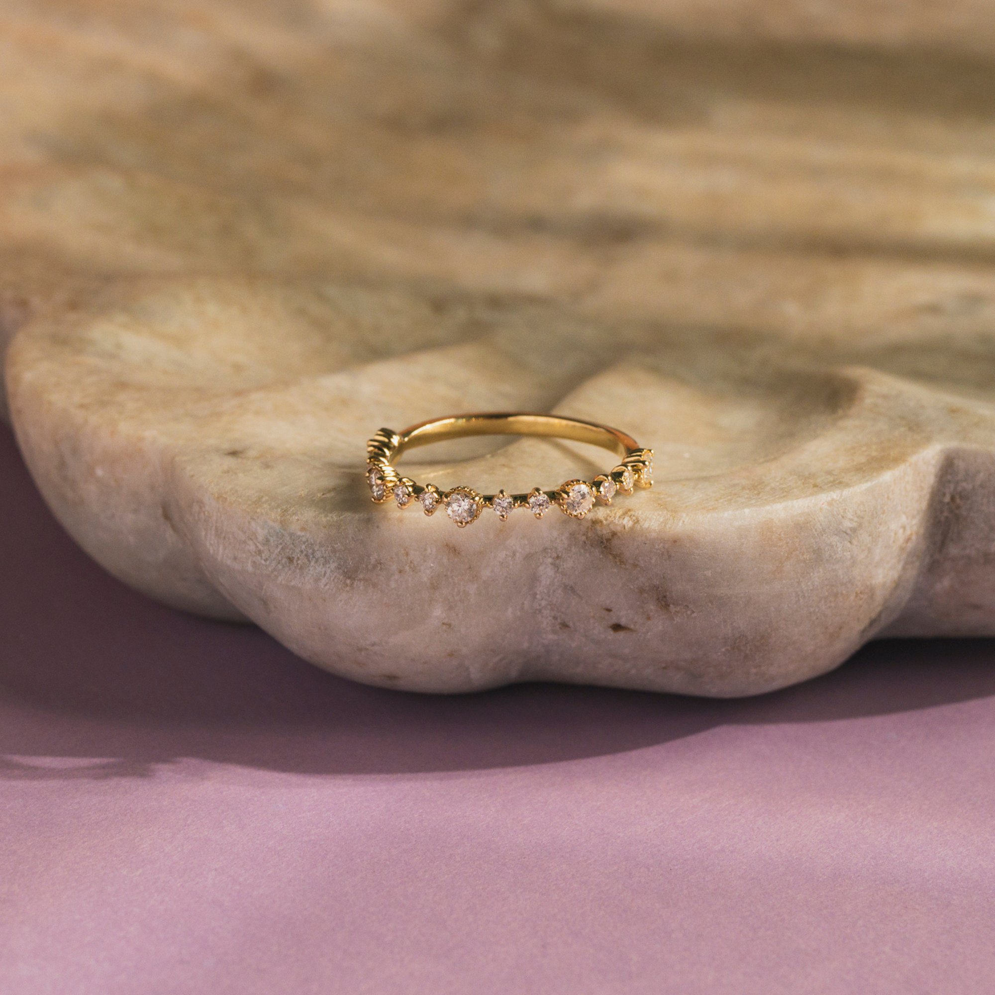 The Bevel Beaded Diamond Wedding Band