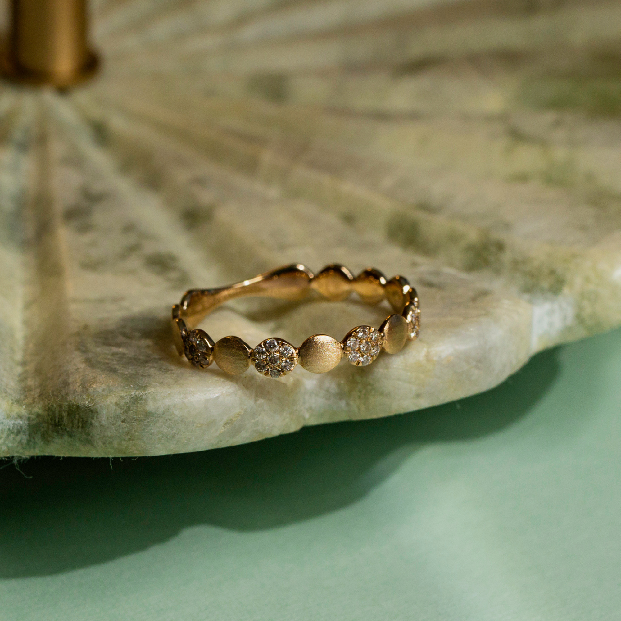 The Grace Brushed Gold Diamond Band