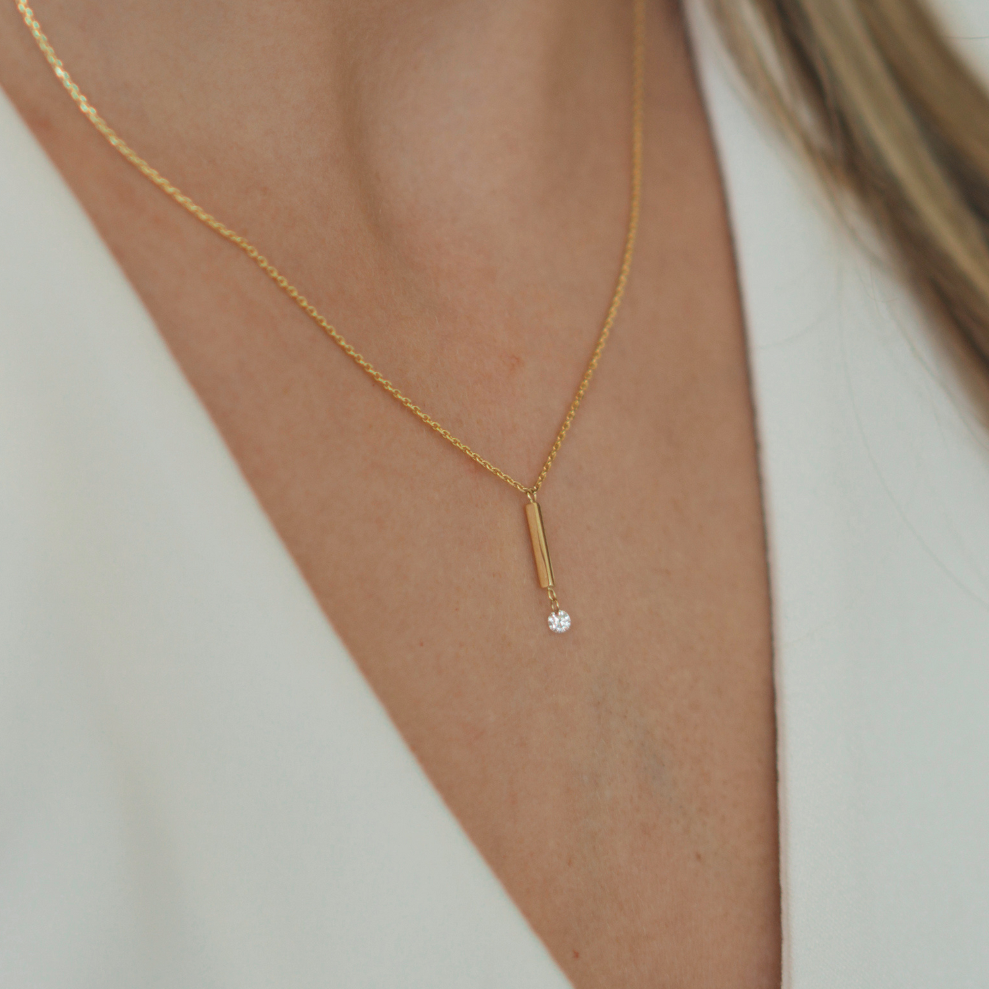 Floating Diamond Bar Necklace