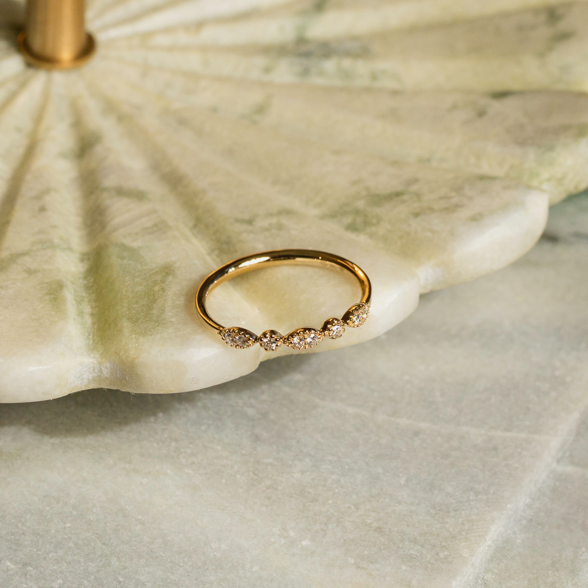 The Maren Milgrain Diamond Wedding Band