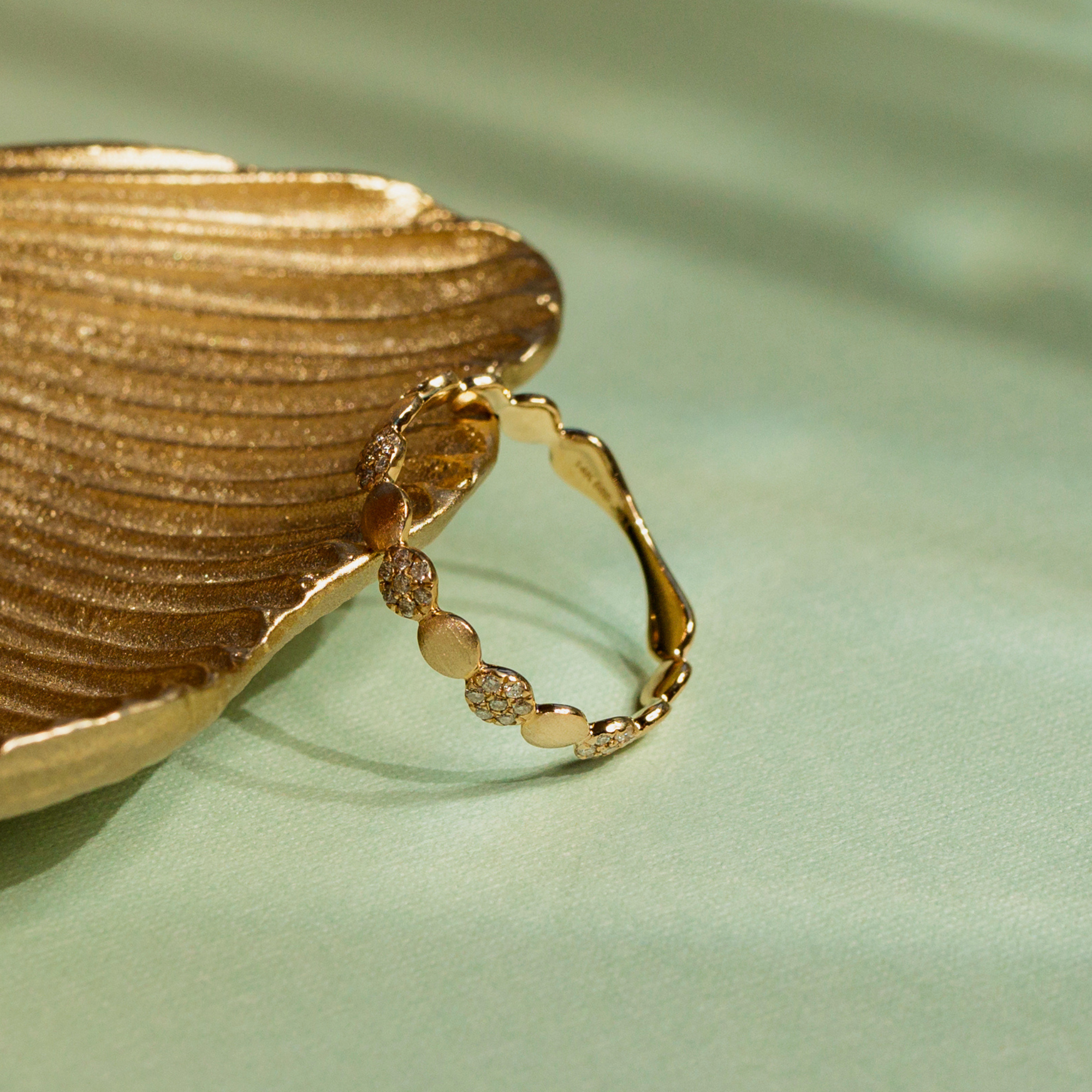 The Grace Brushed Gold Diamond Band