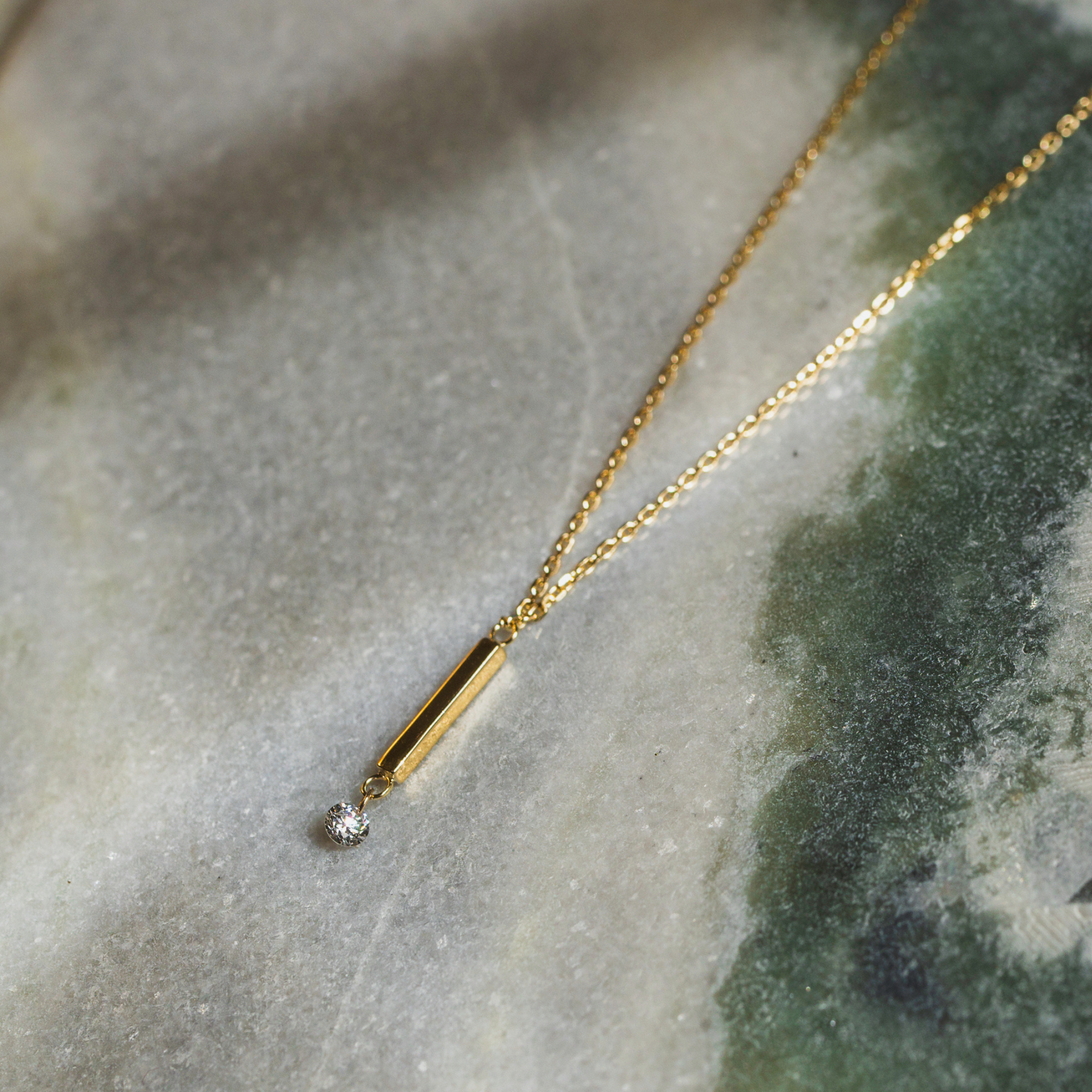 Floating Diamond Bar Necklace