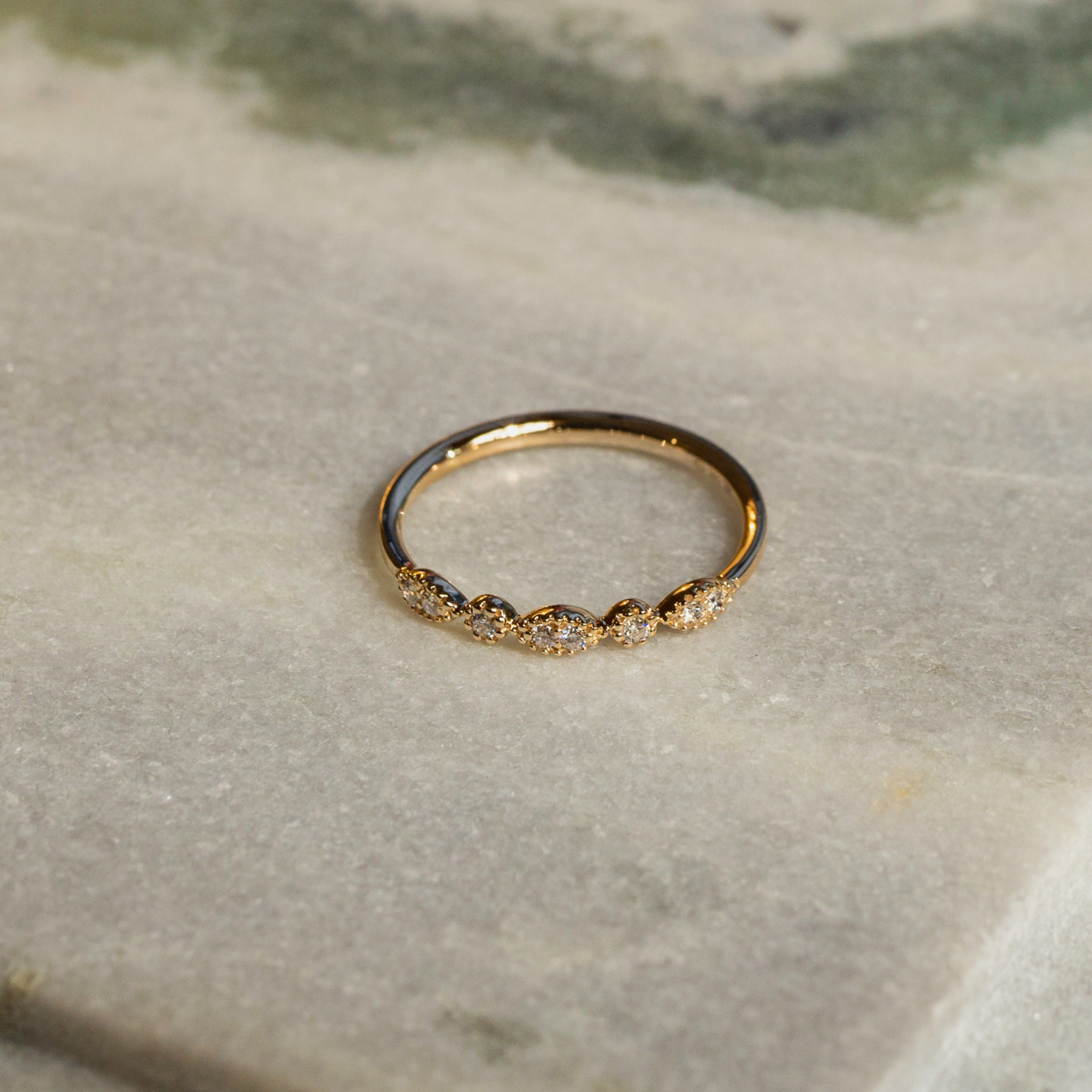 The Maren Milgrain Diamond Wedding Band