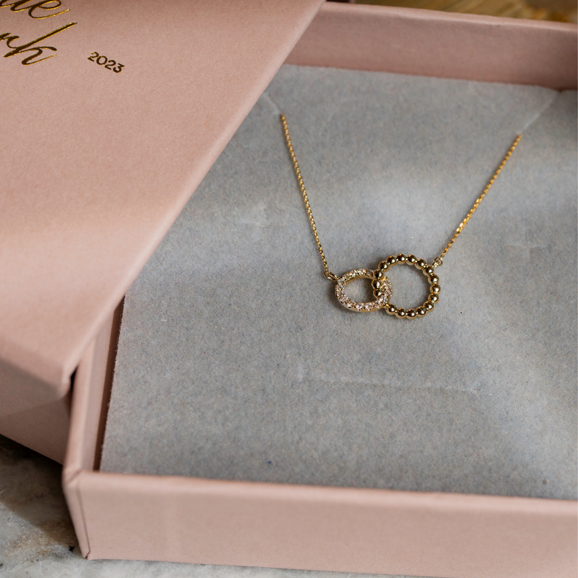 Beaded Diamond Duo Necklace