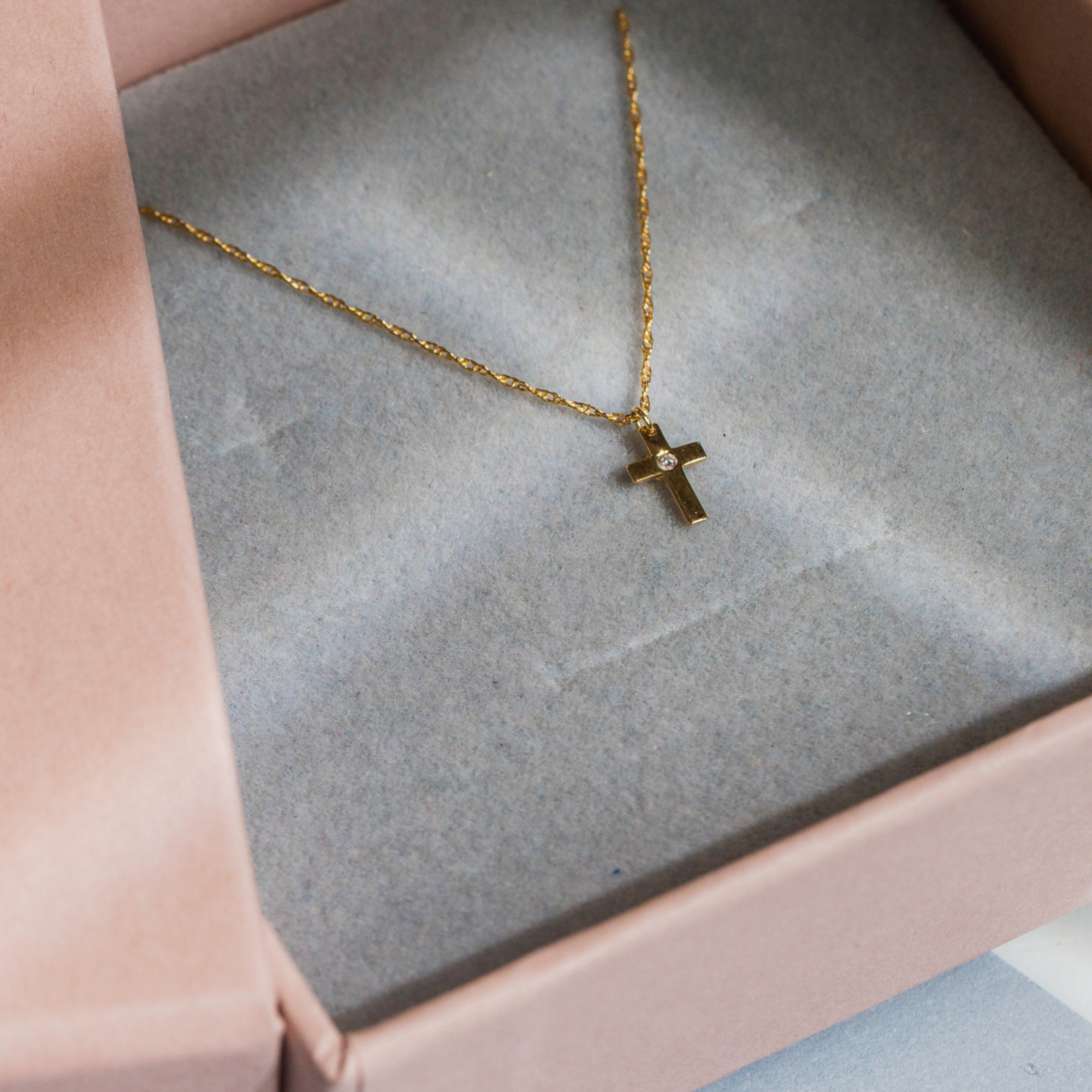 Mini Gold Cross Pendant Necklace