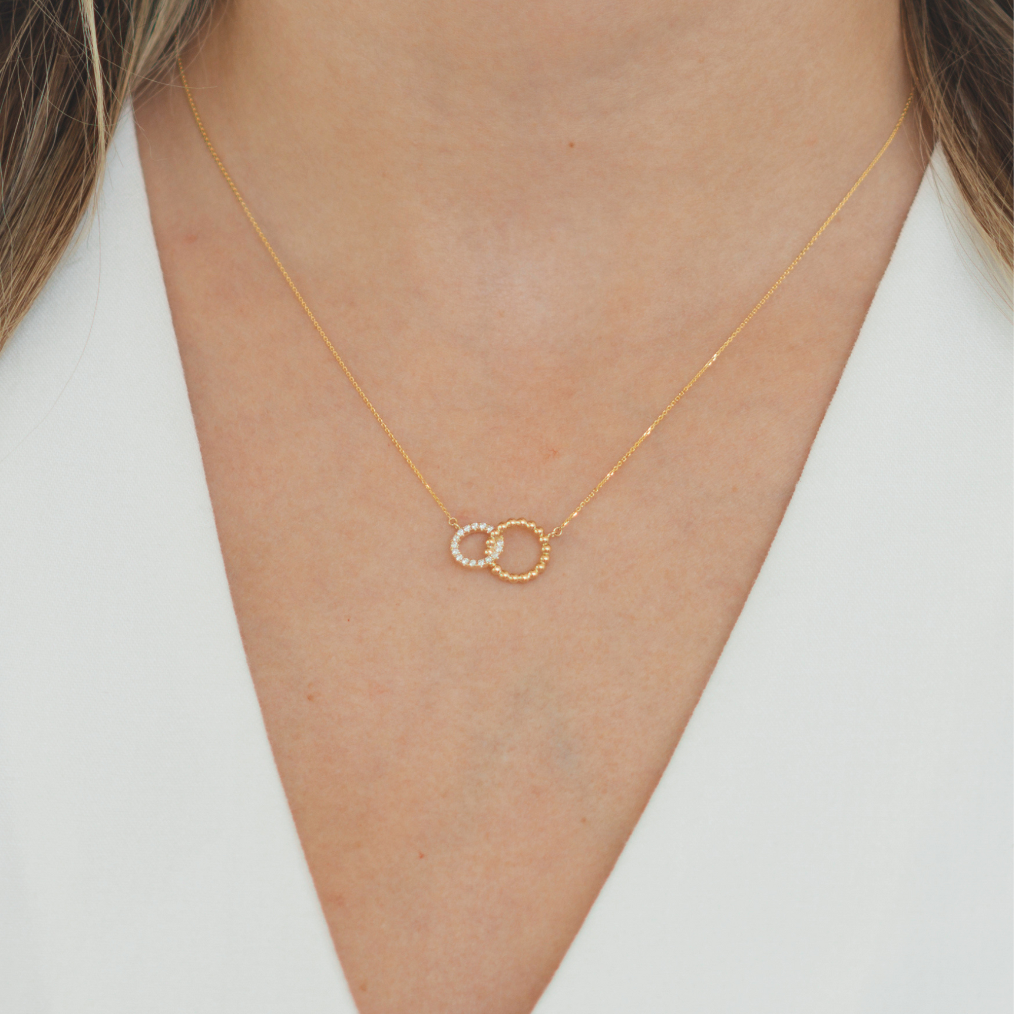 Beaded Diamond Duo Necklace