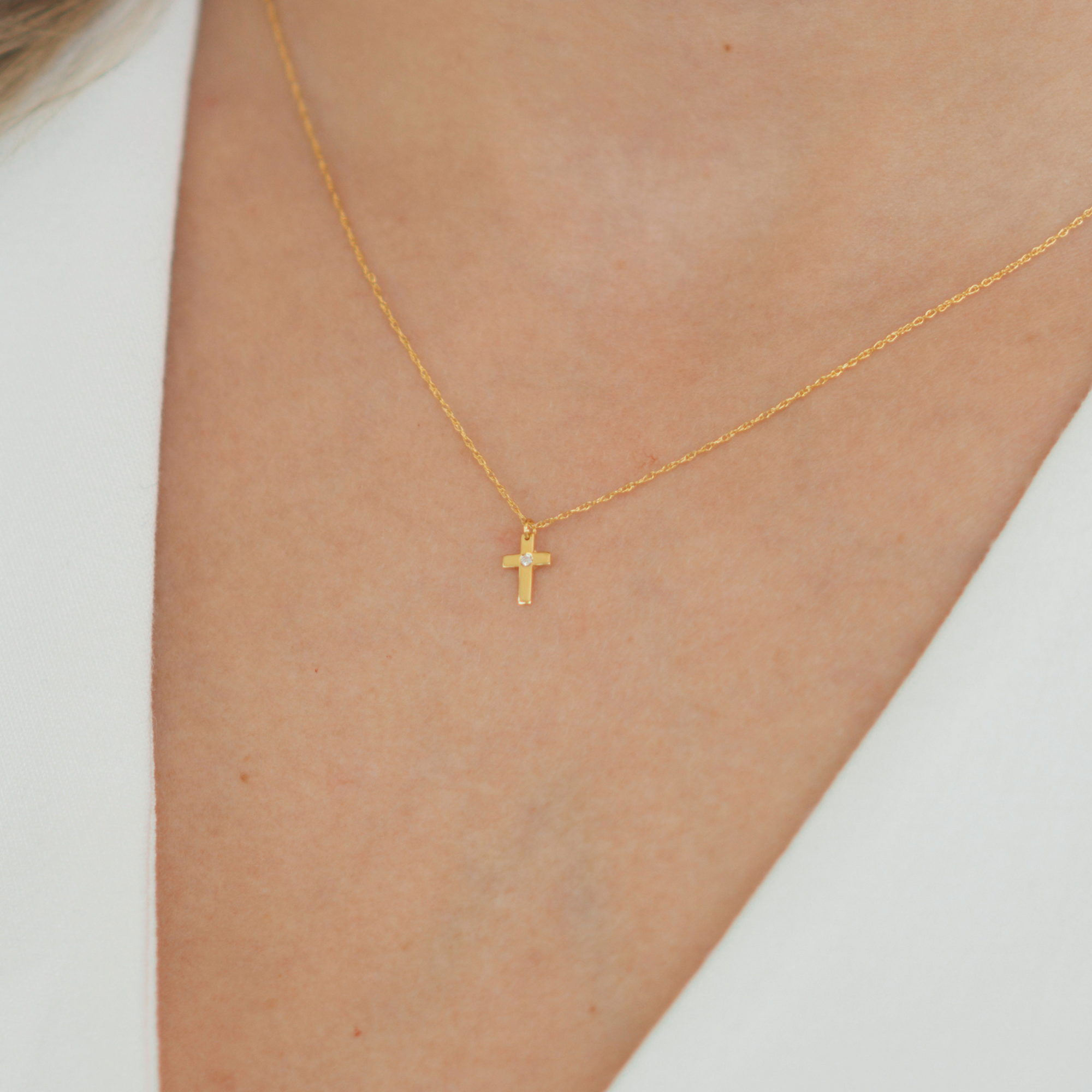 Mini Gold Cross Pendant Necklace