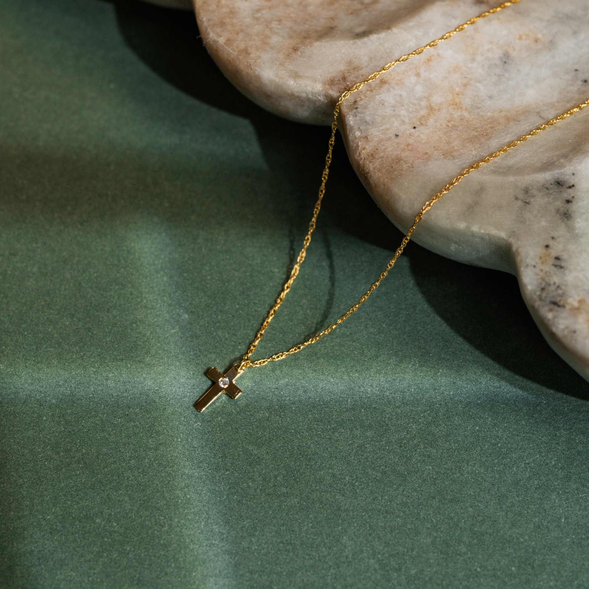 Mini Gold Cross Pendant Necklace