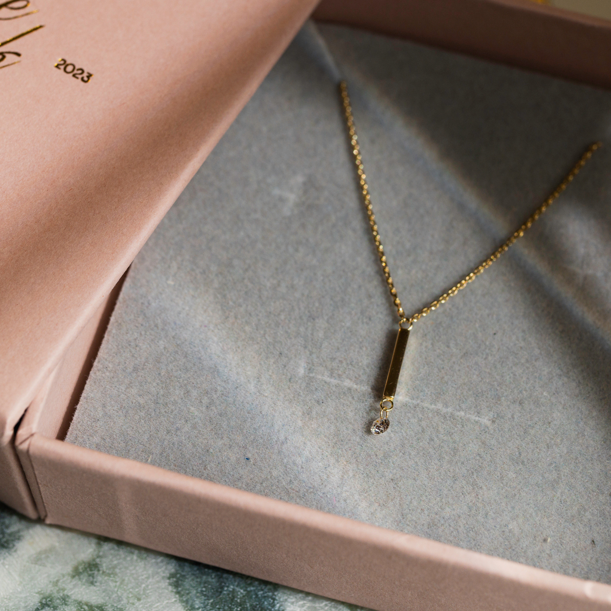 Floating Diamond Bar Necklace
