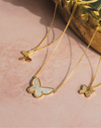 Mother of Pearl Butterfly Pendant Necklace