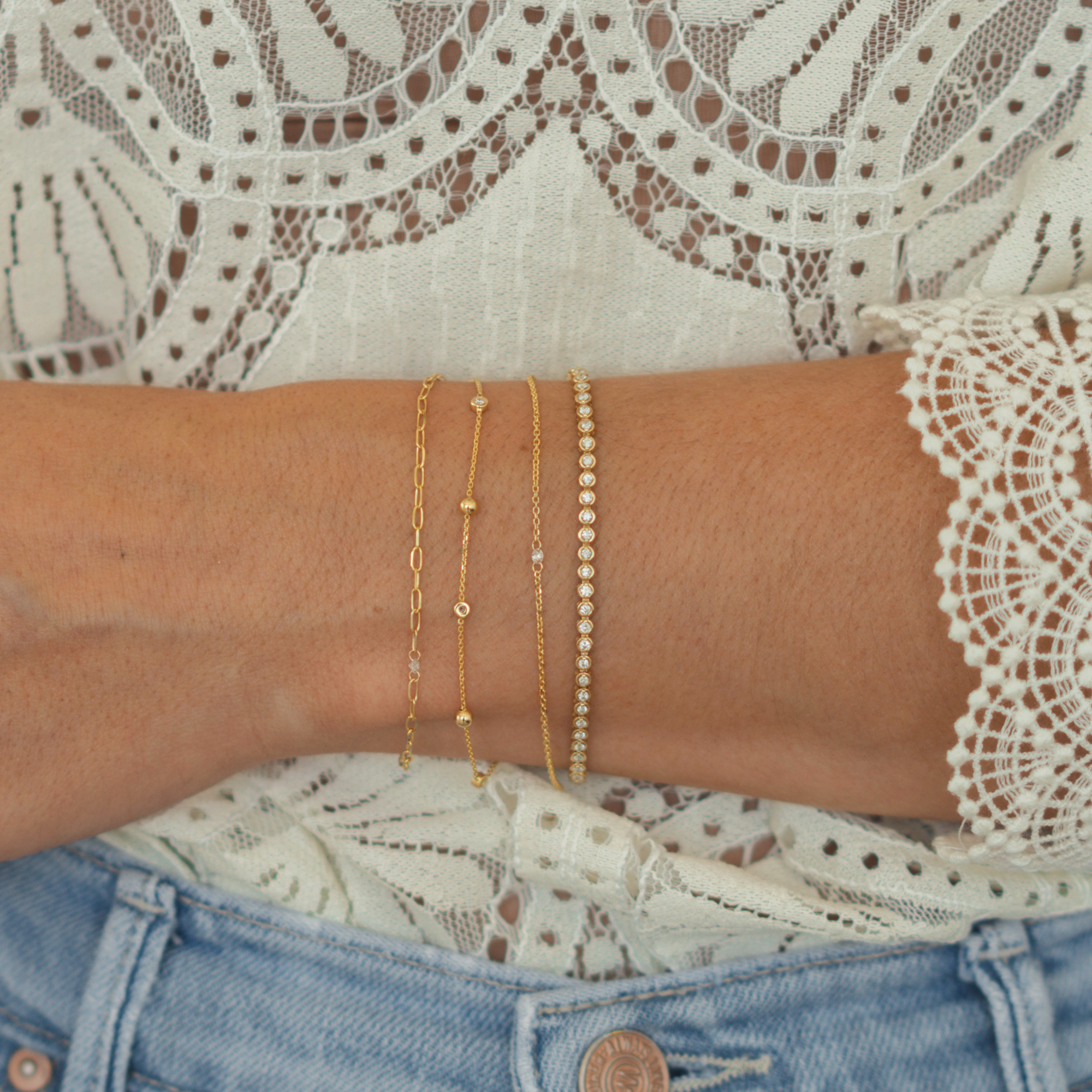 Floating Diamond Paperclip Chain Bracelet