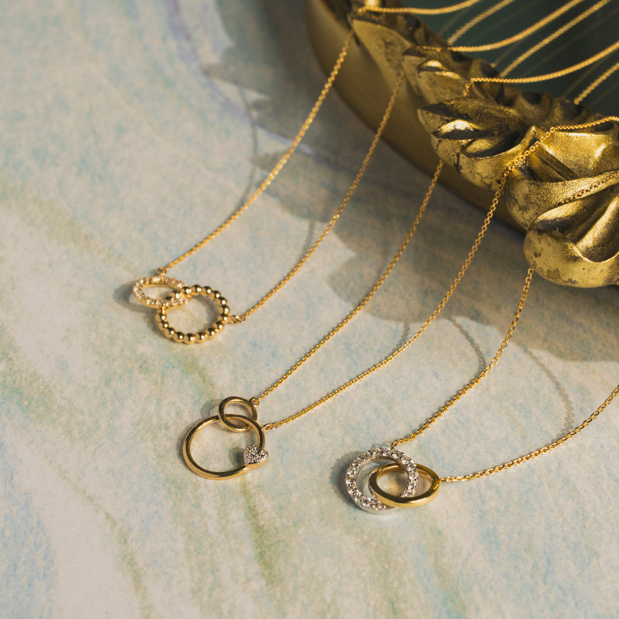 Beaded Diamond Duo Necklace