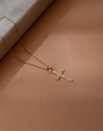 Floral Engraved Cross Pendant Necklace