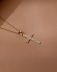 Floral Engraved Cross Pendant Necklace