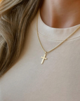 Floral Engraved Cross Pendant Necklace