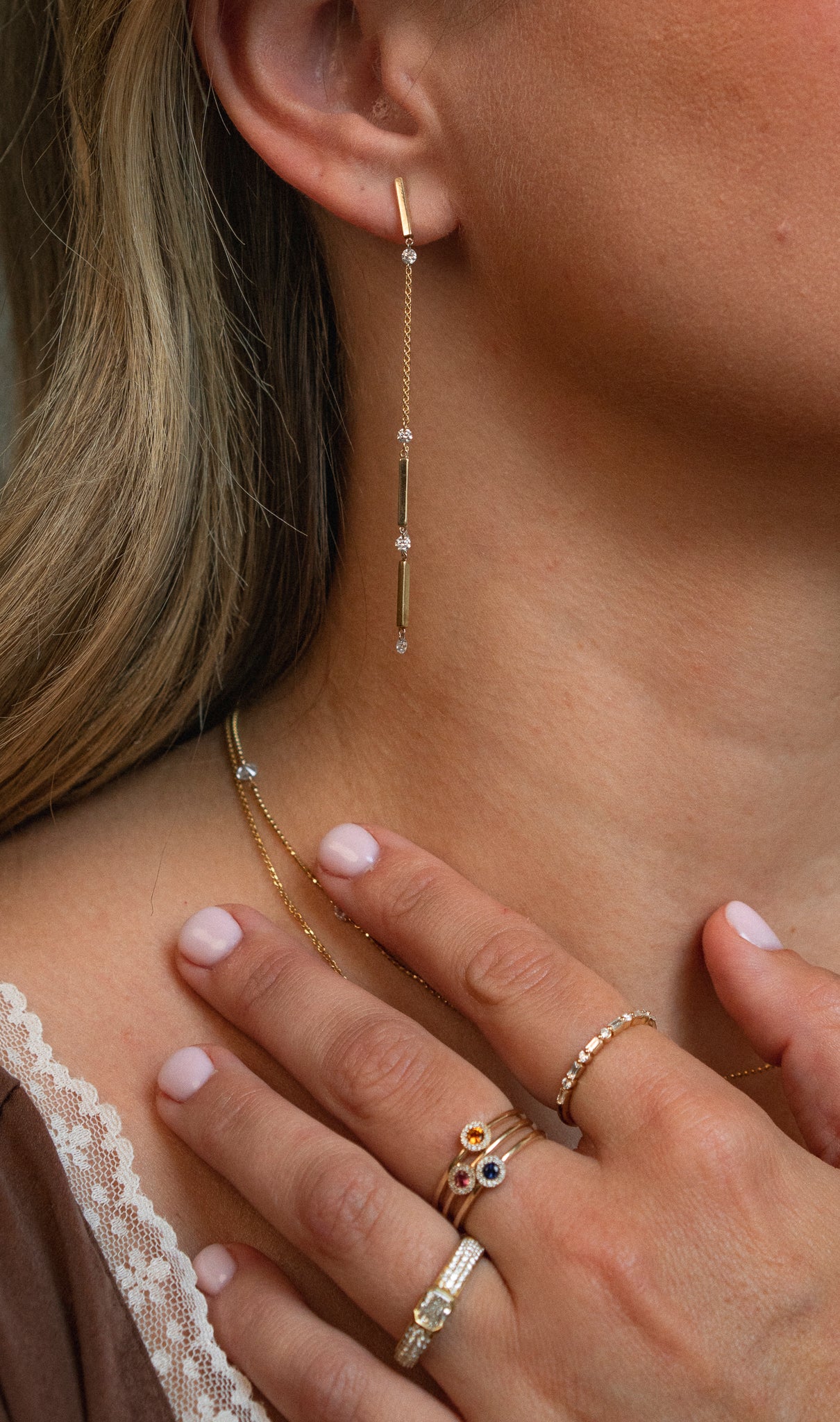 Double Sided Drop Earrings