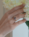 Purple Sapphire and Baguette Cut Diamond Ring