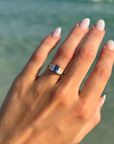Purple Sapphire and Baguette Cut Diamond Ring
