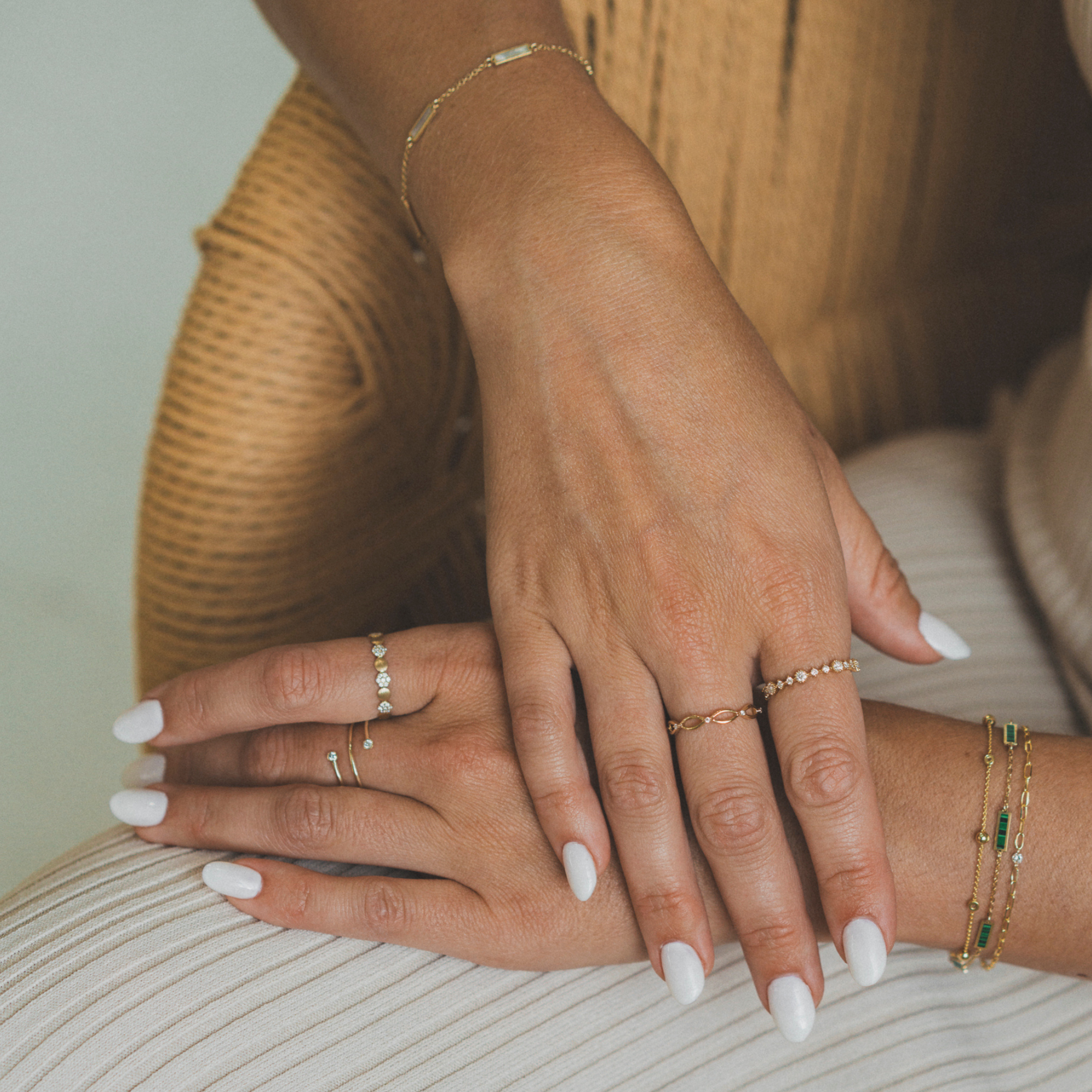 The Grace Brushed Gold Diamond Band