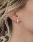 Double Row Diamond Huggie Hoop Earrings