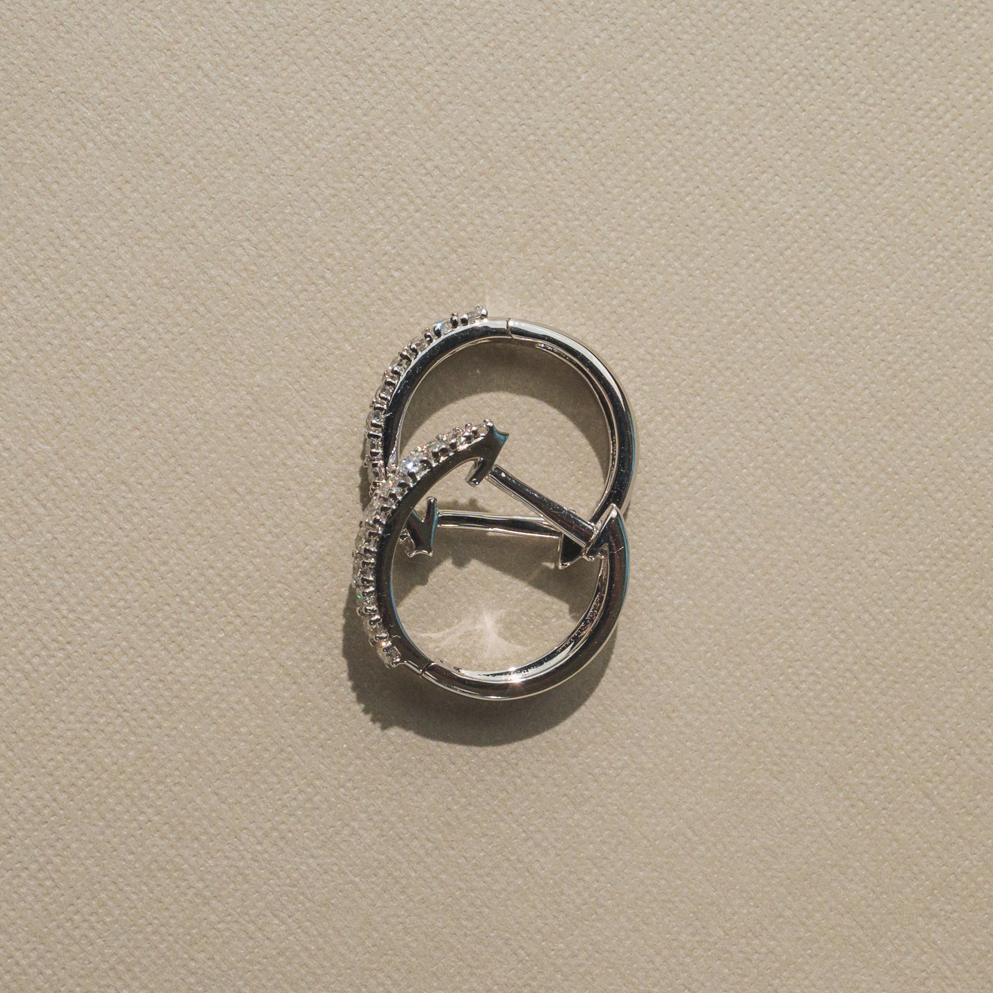 Double Row Diamond Huggie Hoop Earrings