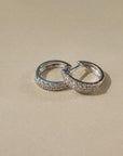 Double Row Diamond Huggie Hoop Earrings