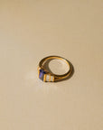 Purple Sapphire and Baguette Cut Diamond Ring