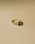 Purple Sapphire and Baguette Cut Diamond Ring