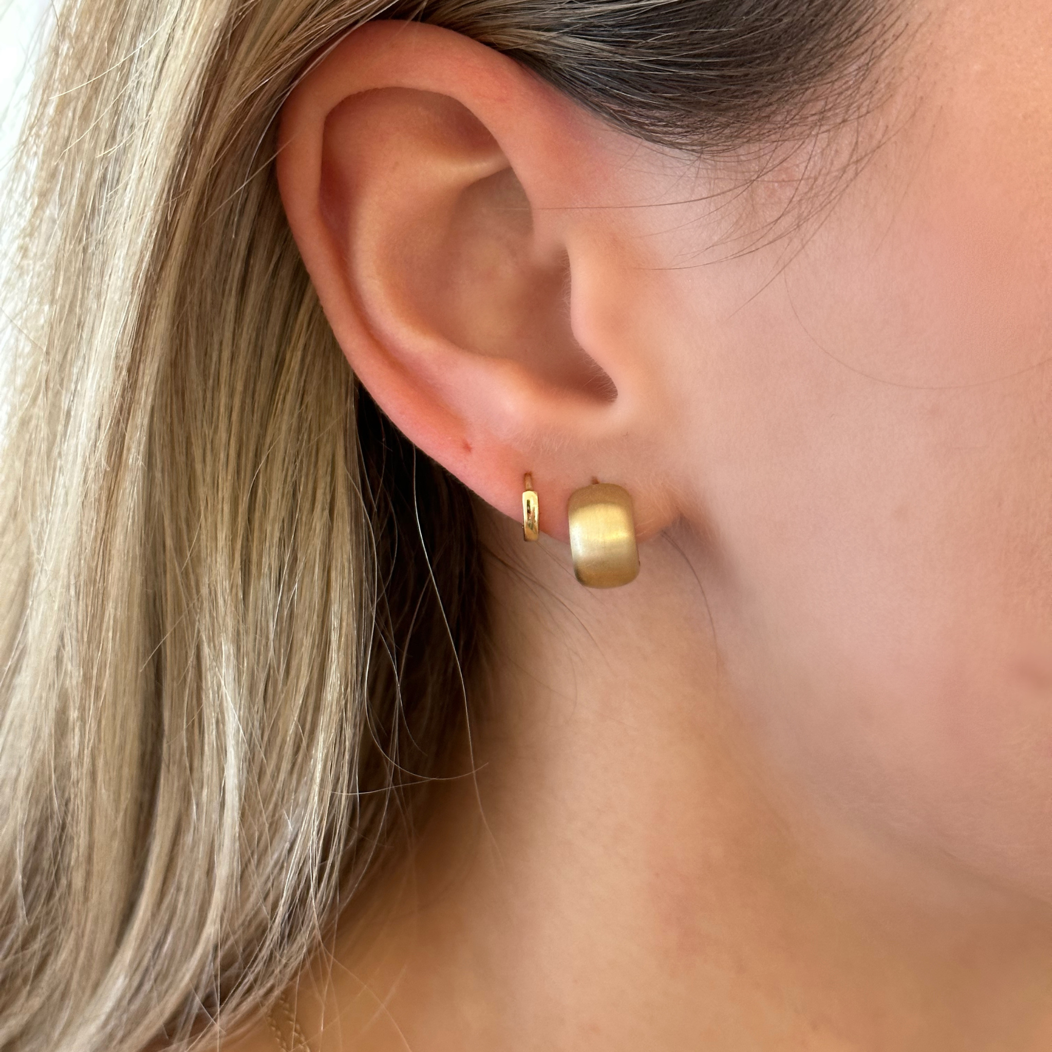 Small Gold Earrings, tiny gold earring, matte gold, little top