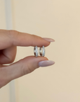 Double Row Diamond Huggie Hoop Earrings