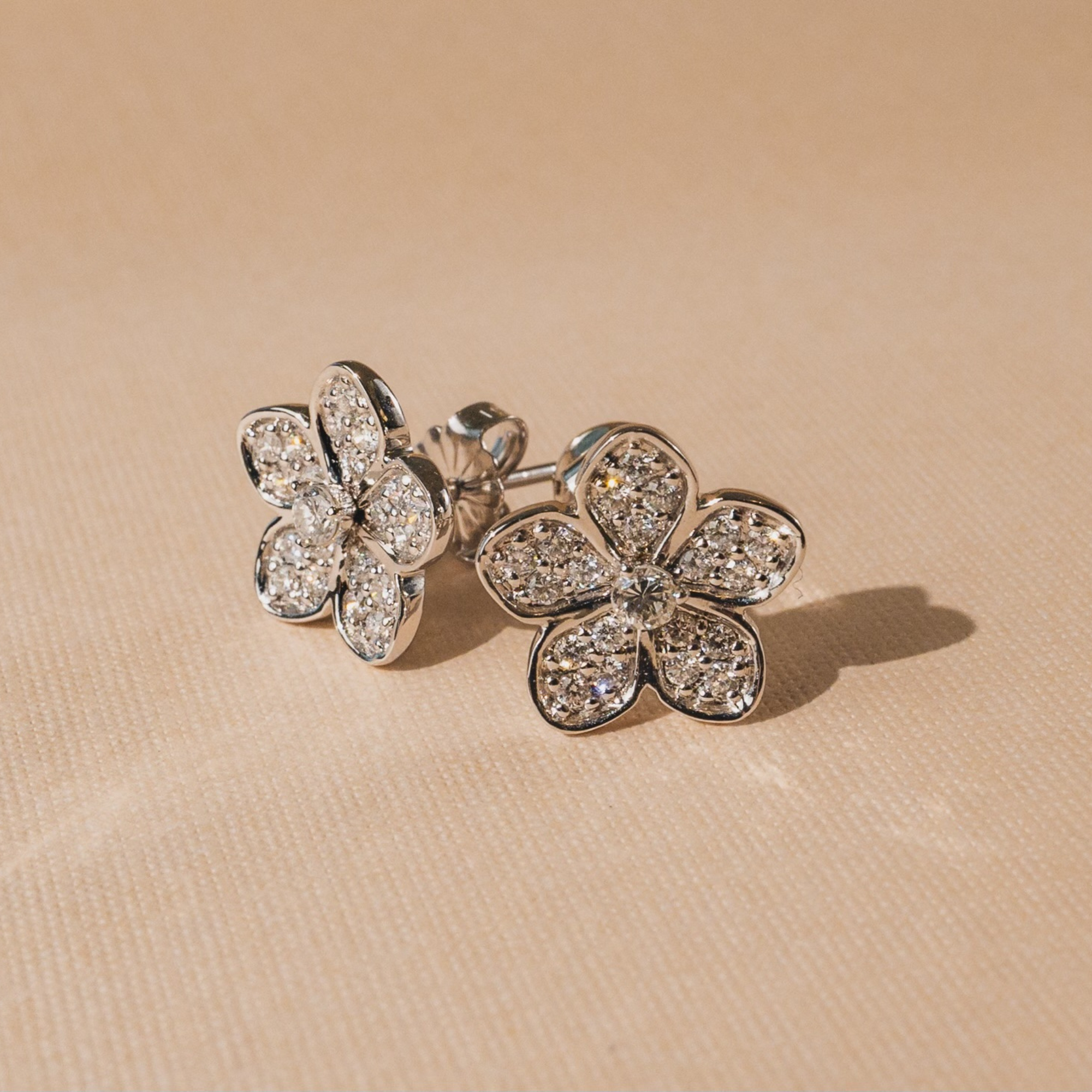 Floral Diamond Stud Earrings