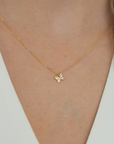 Mini Butterfly Diamond Pendant Necklace