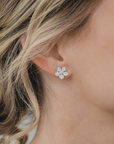 Floral Diamond Stud Earrings