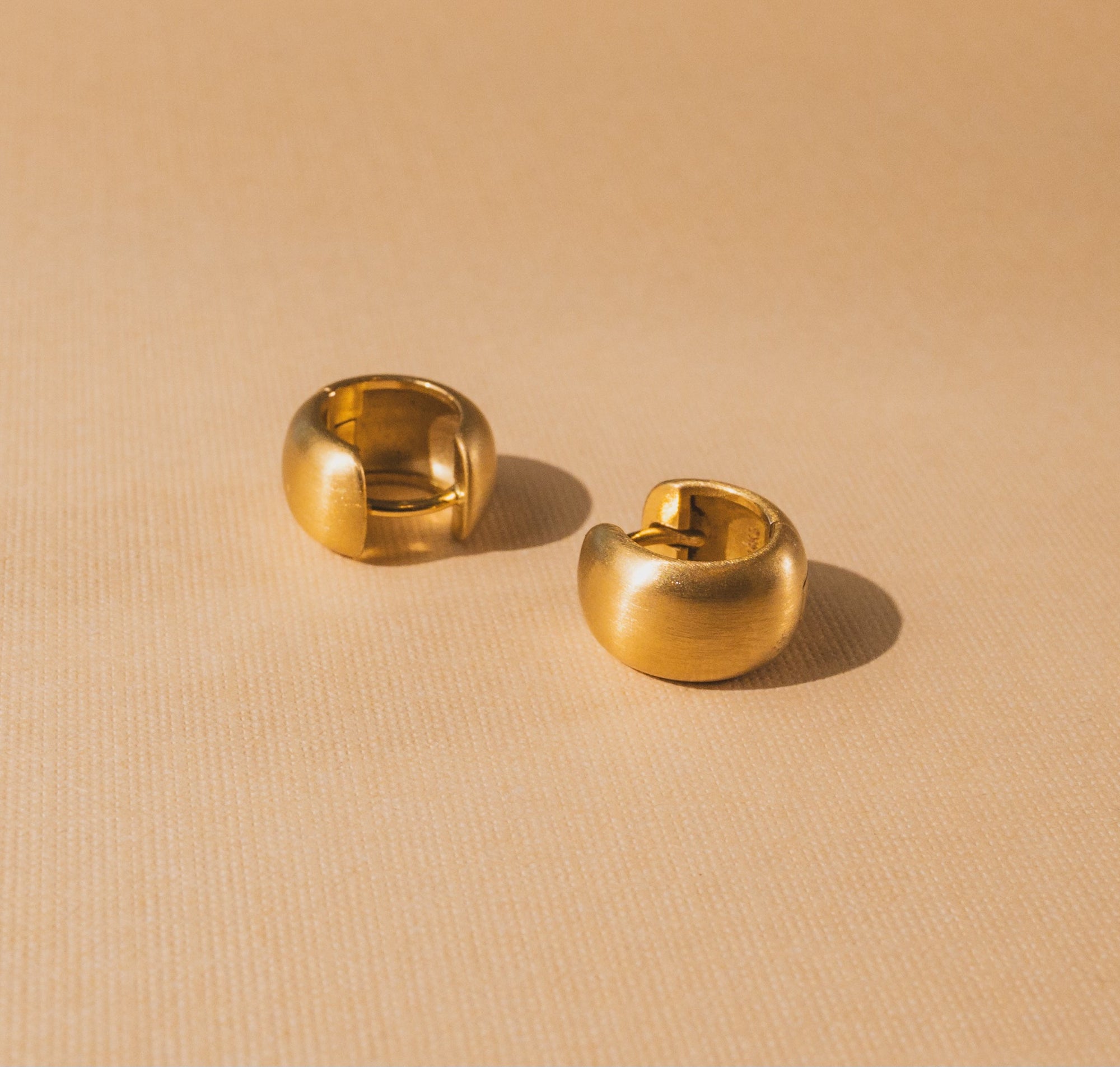 Rounded Matte Gold Huggie Hoop Earrings