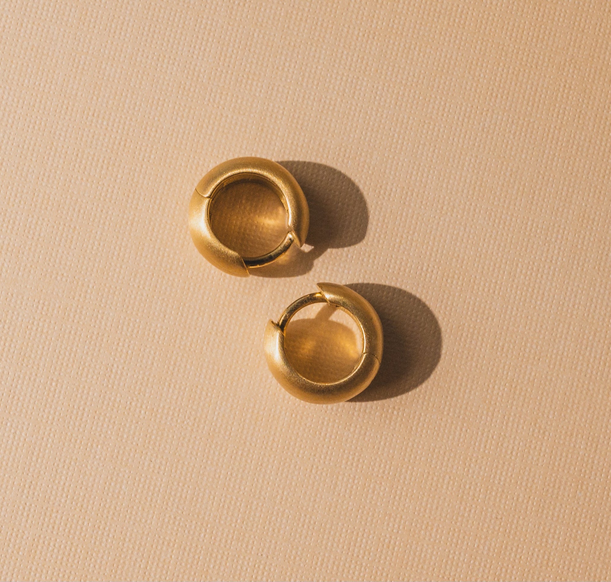 Rounded Matte Gold Huggie Hoop Earrings