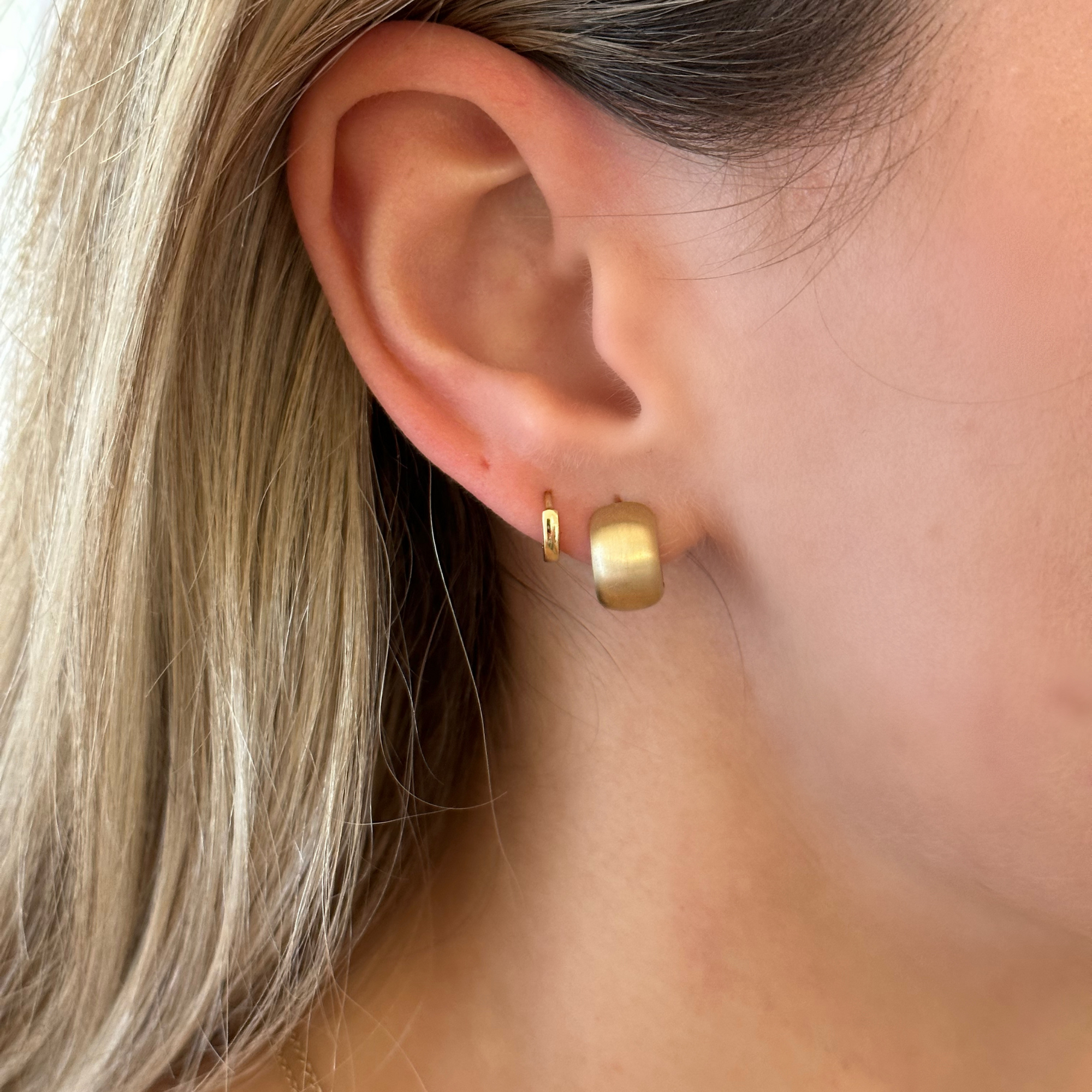 Rounded Matte Gold Huggie Hoop Earrings